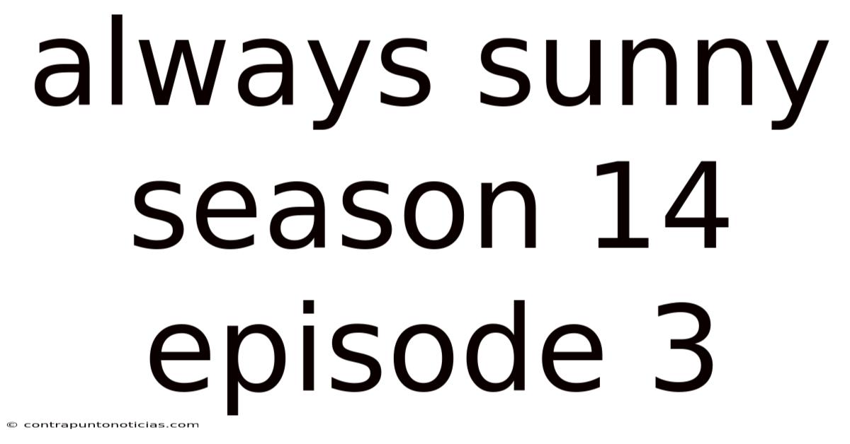 Always Sunny Season 14 Episode 3