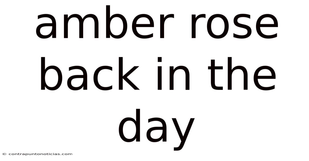 Amber Rose Back In The Day