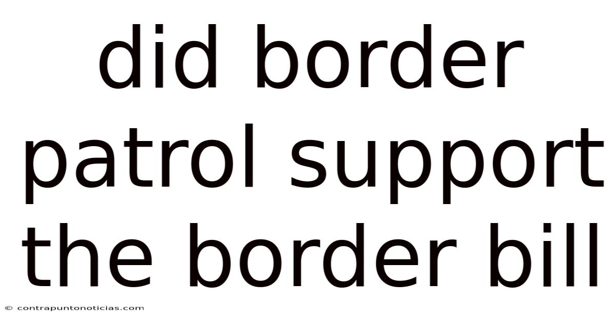 Did Border Patrol Support The Border Bill