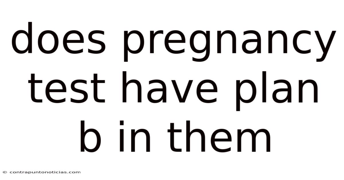 Does Pregnancy Test Have Plan B In Them