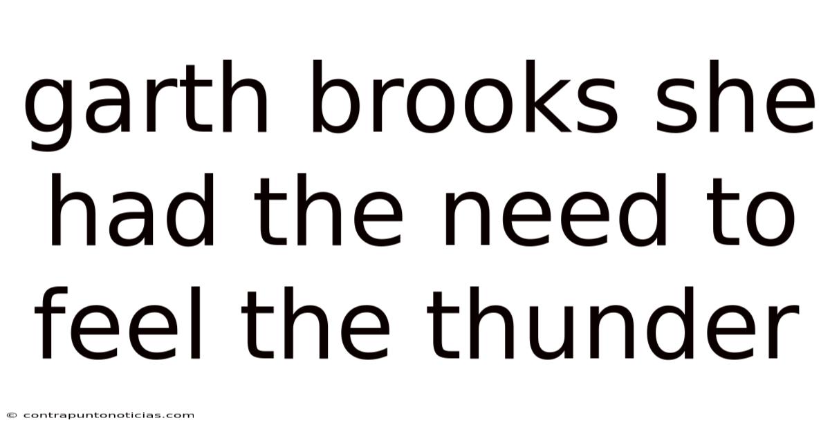 Garth Brooks She Had The Need To Feel The Thunder
