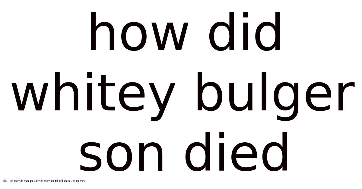 How Did Whitey Bulger Son Died