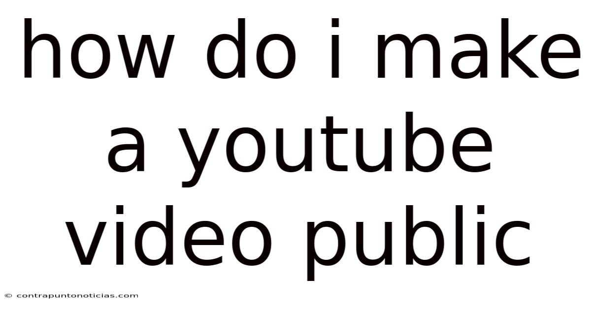 How Do I Make A Youtube Video Public
