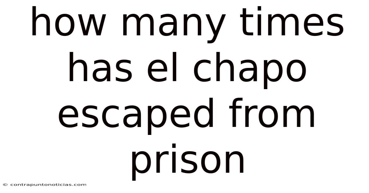 How Many Times Has El Chapo Escaped From Prison