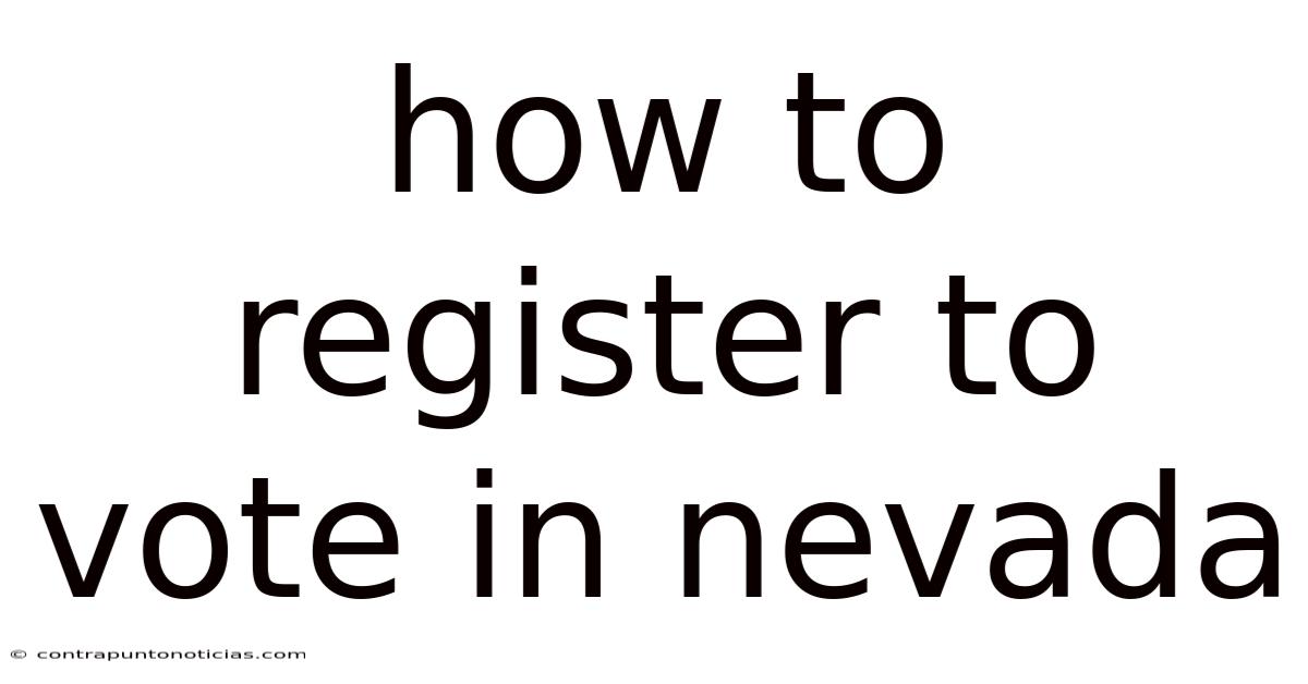 How To Register To Vote In Nevada