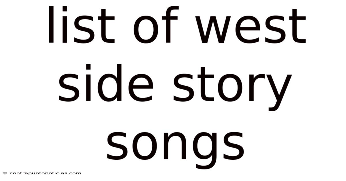 List Of West Side Story Songs