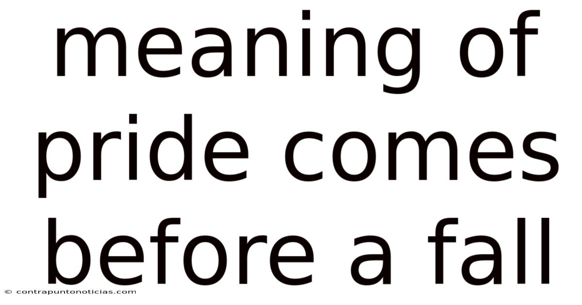 Meaning Of Pride Comes Before A Fall