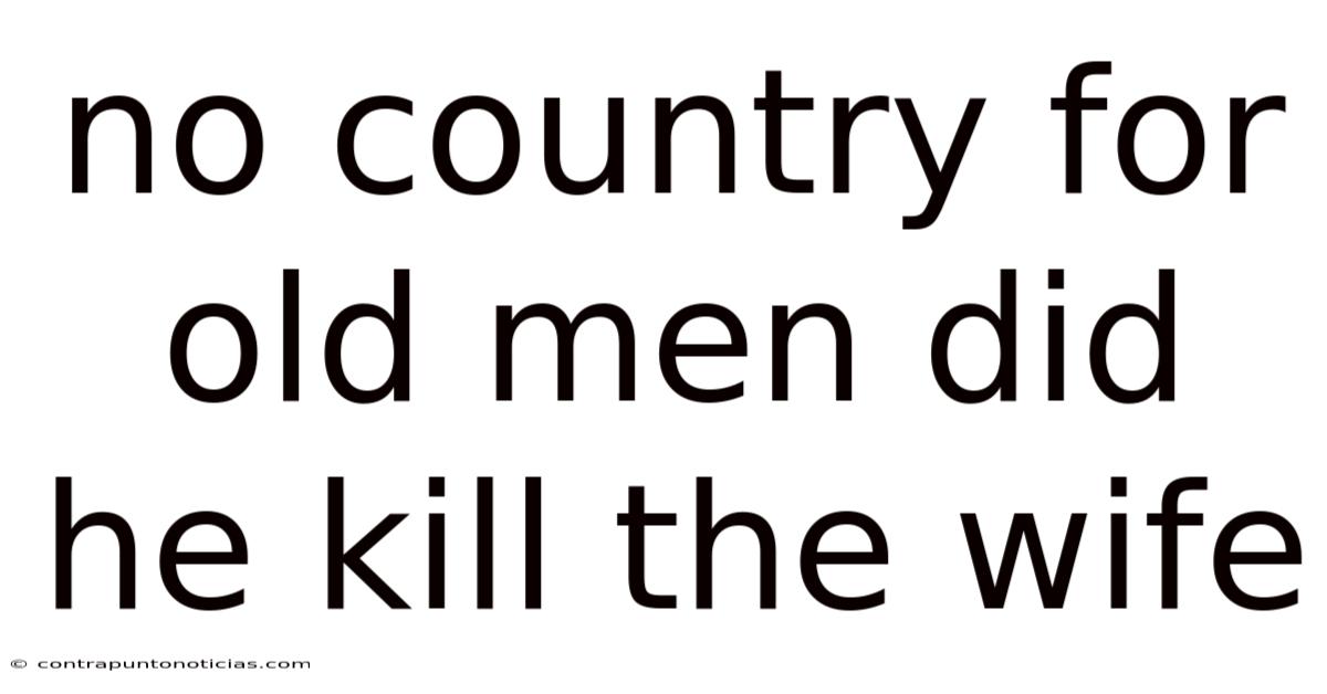 No Country For Old Men Did He Kill The Wife