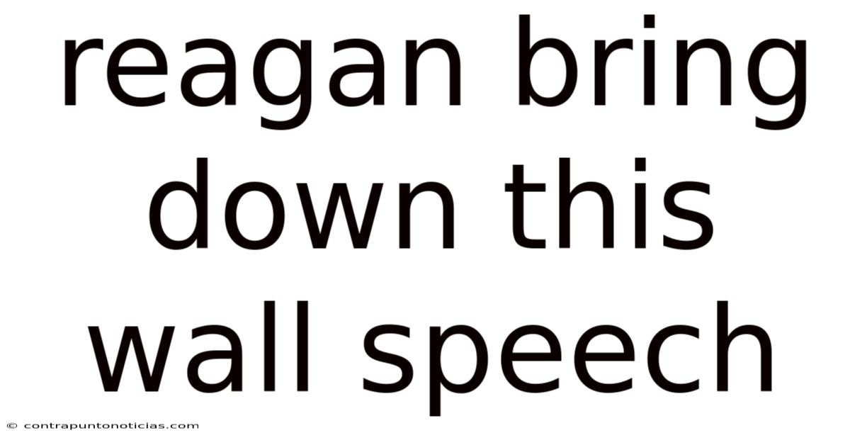 Reagan Bring Down This Wall Speech