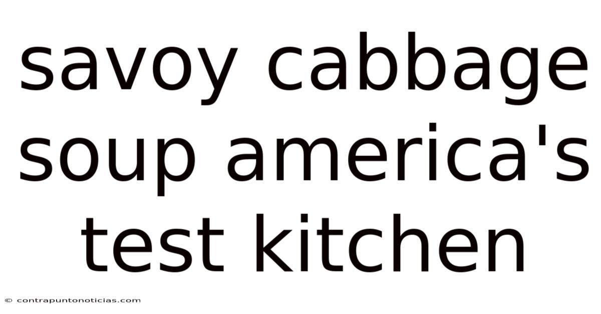 Savoy Cabbage Soup America's Test Kitchen