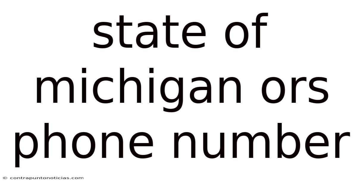 State Of Michigan Ors Phone Number