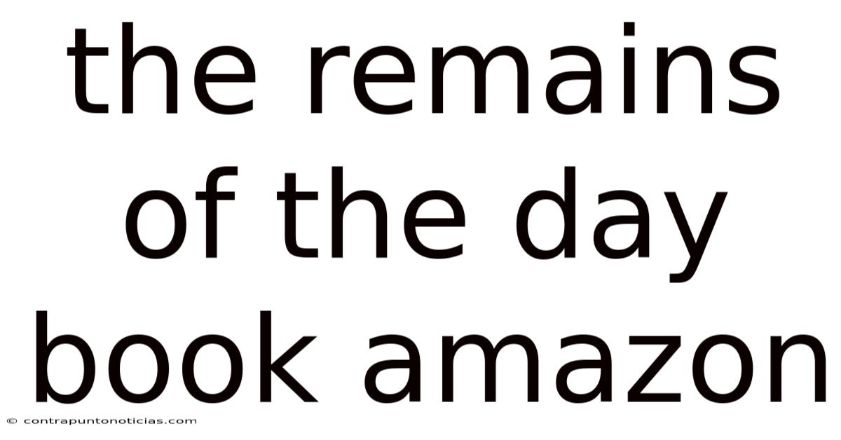 The Remains Of The Day Book Amazon