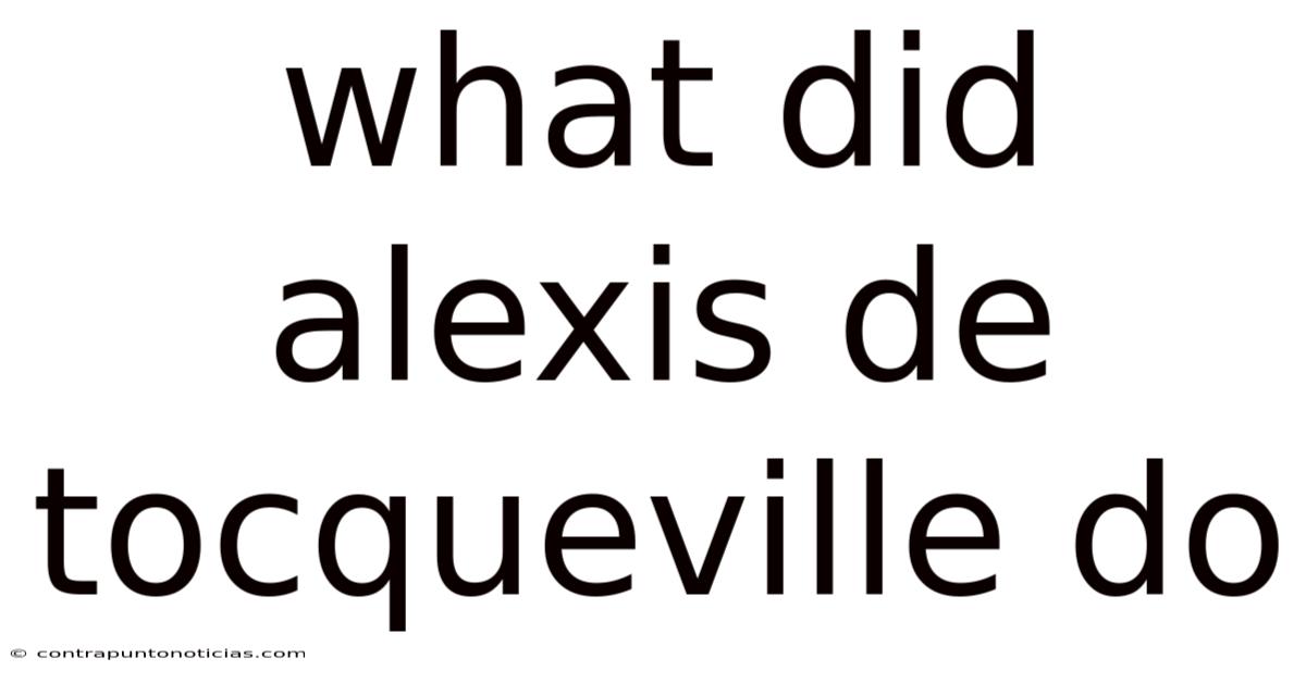 What Did Alexis De Tocqueville Do