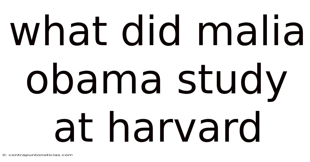 What Did Malia Obama Study At Harvard