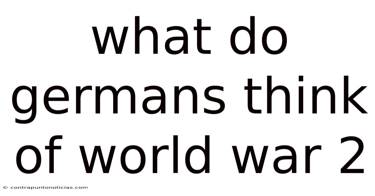 What Do Germans Think Of World War 2