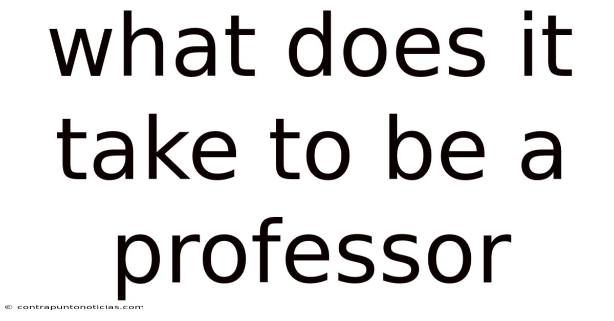 What Does It Take To Be A Professor