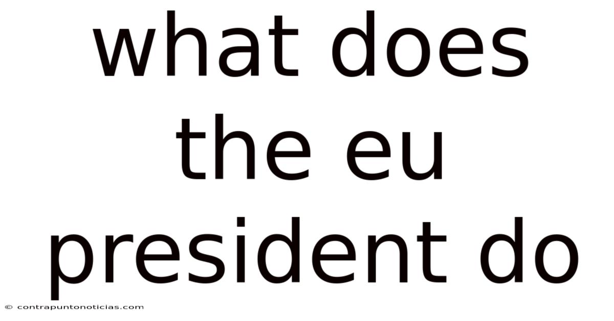 What Does The Eu President Do