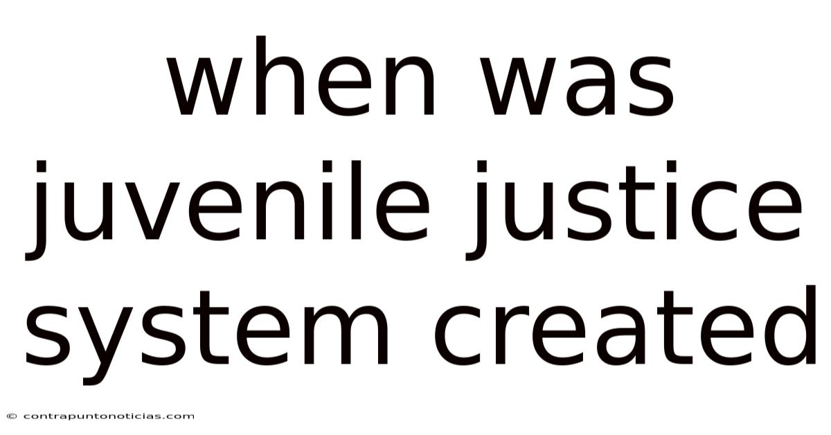 When Was Juvenile Justice System Created
