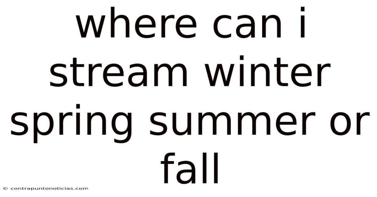 Where Can I Stream Winter Spring Summer Or Fall