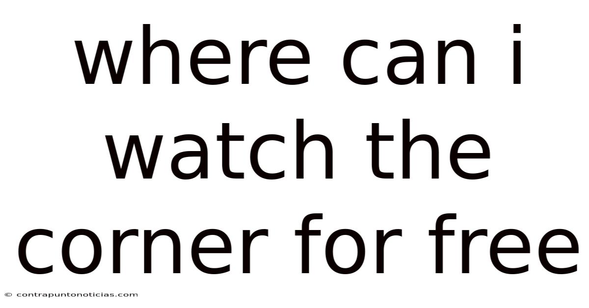 Where Can I Watch The Corner For Free