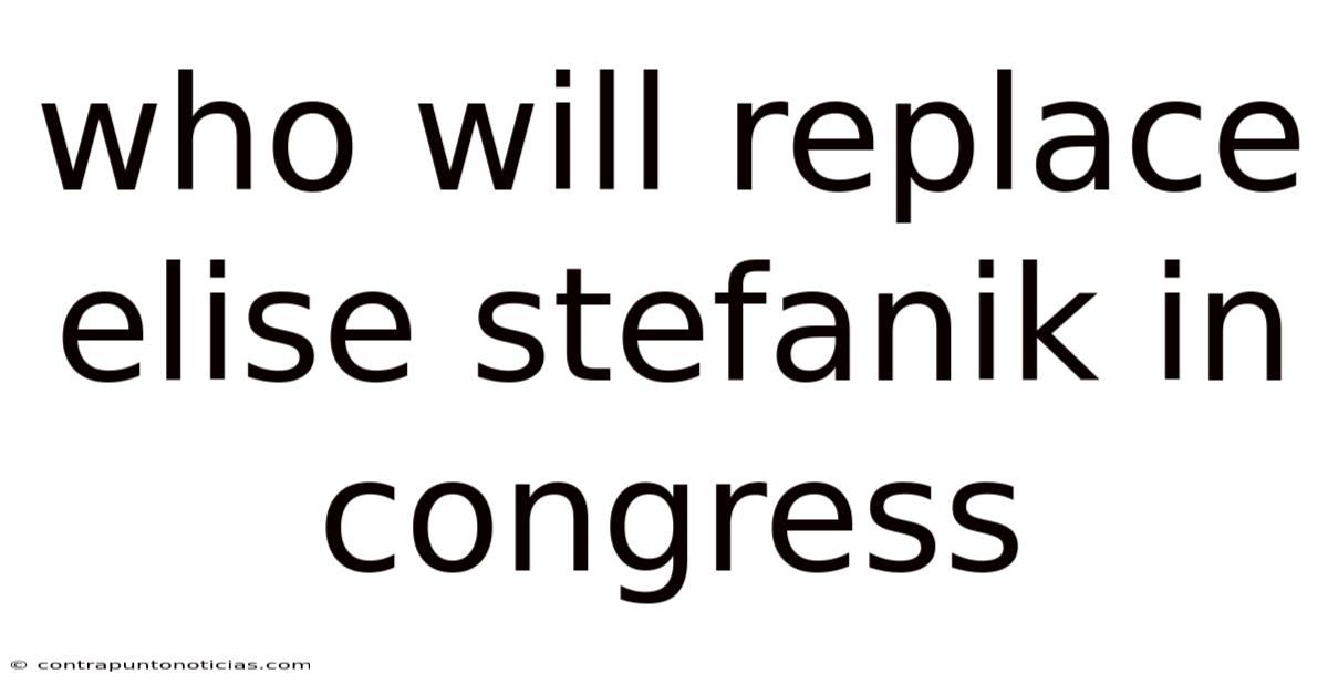 Who Will Replace Elise Stefanik In Congress