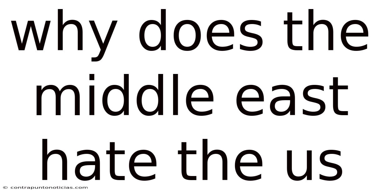 Why Does The Middle East Hate The Us
